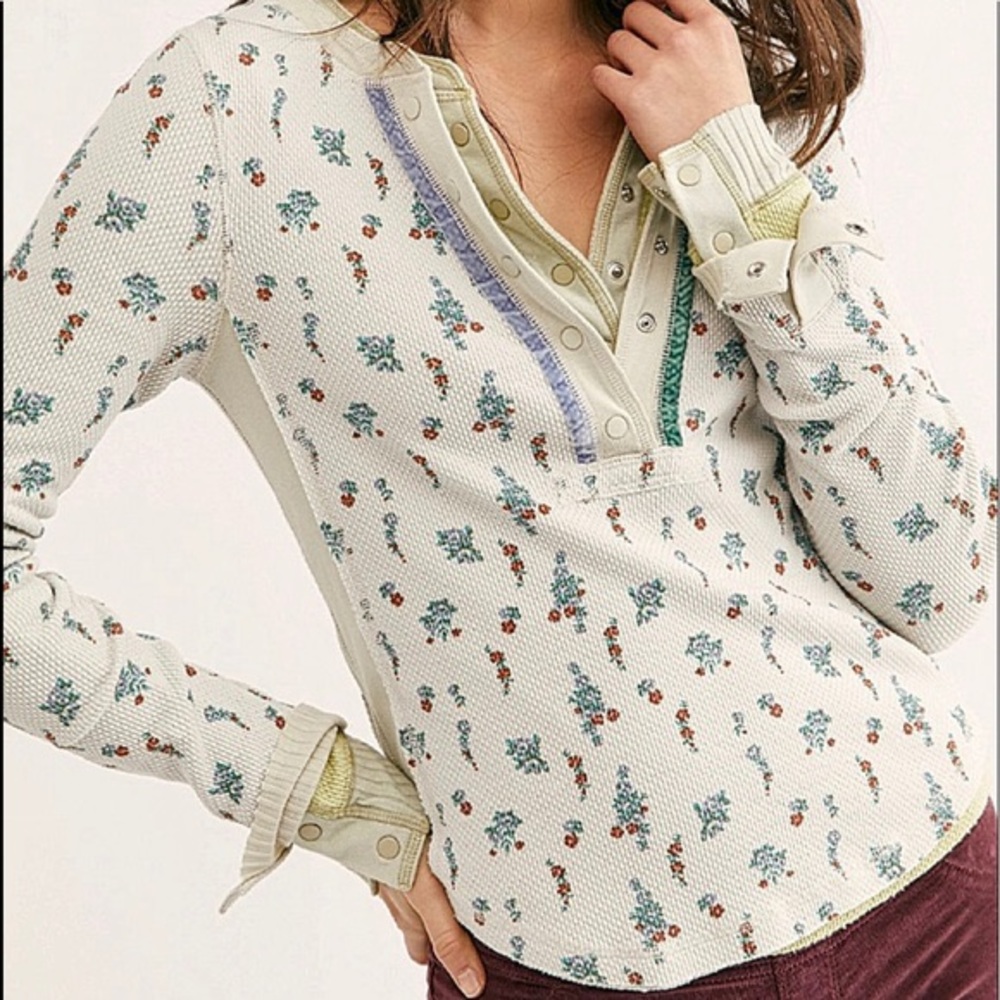 Free People Printed Carly Henley Thermal